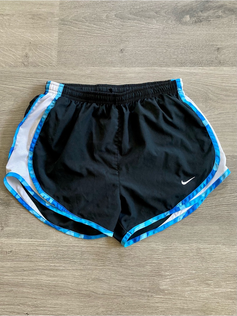 Nike Women’s Black Athletic Running Shorts with Blue Trim